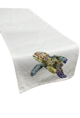 D Stevens Watercolor On Canvas Table Runner 14x72 | Sea Turtle