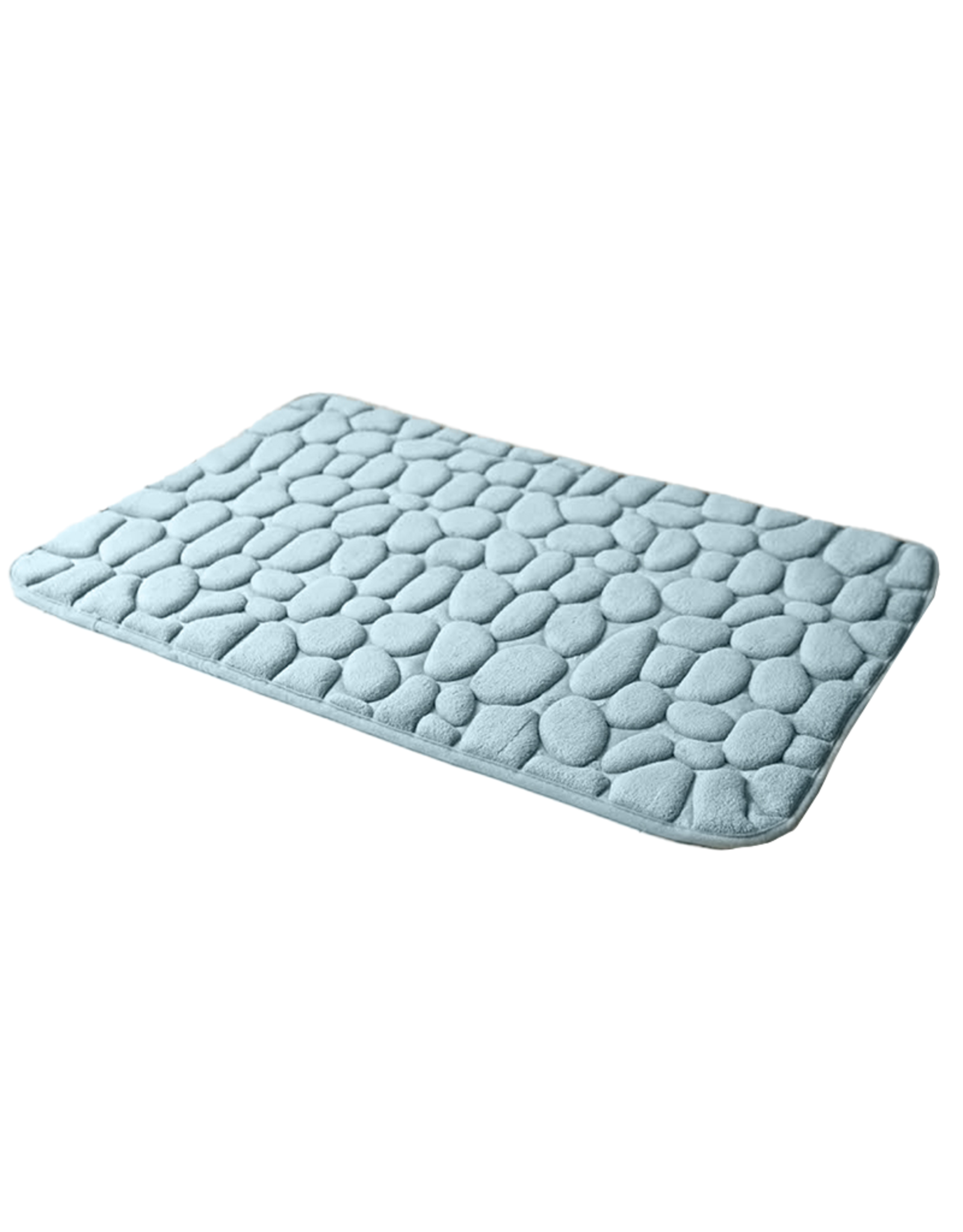 Embossed Stone Micro-Plush Memory Foam Bath Mat 20x34 Aqua