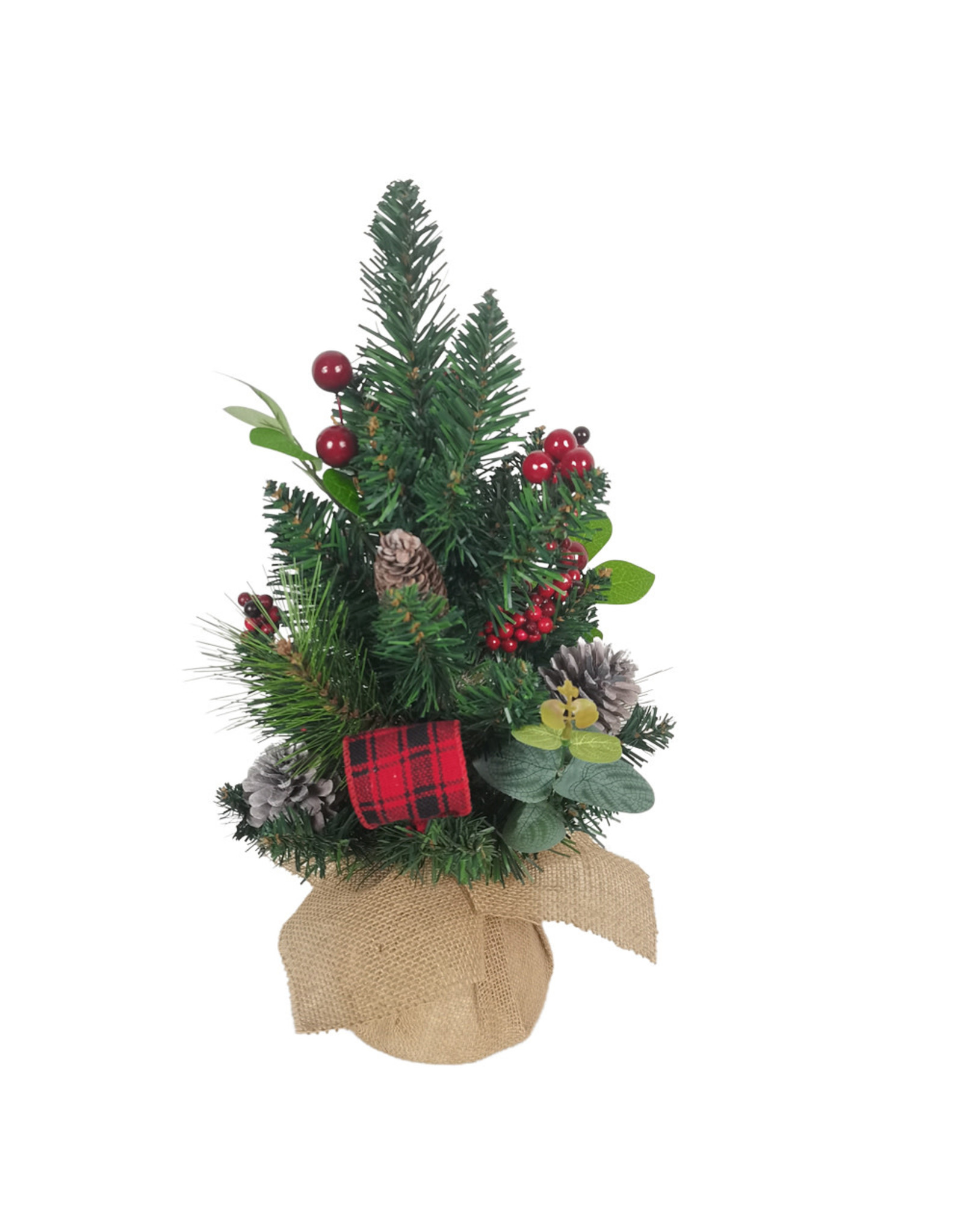 Kurt Adler Miniature Christmas Tree 18” W Pinecones Berries and Ribbon
