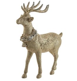 Kurt Adler Platinum Glittered Standing Deer Decoration 11 Inch