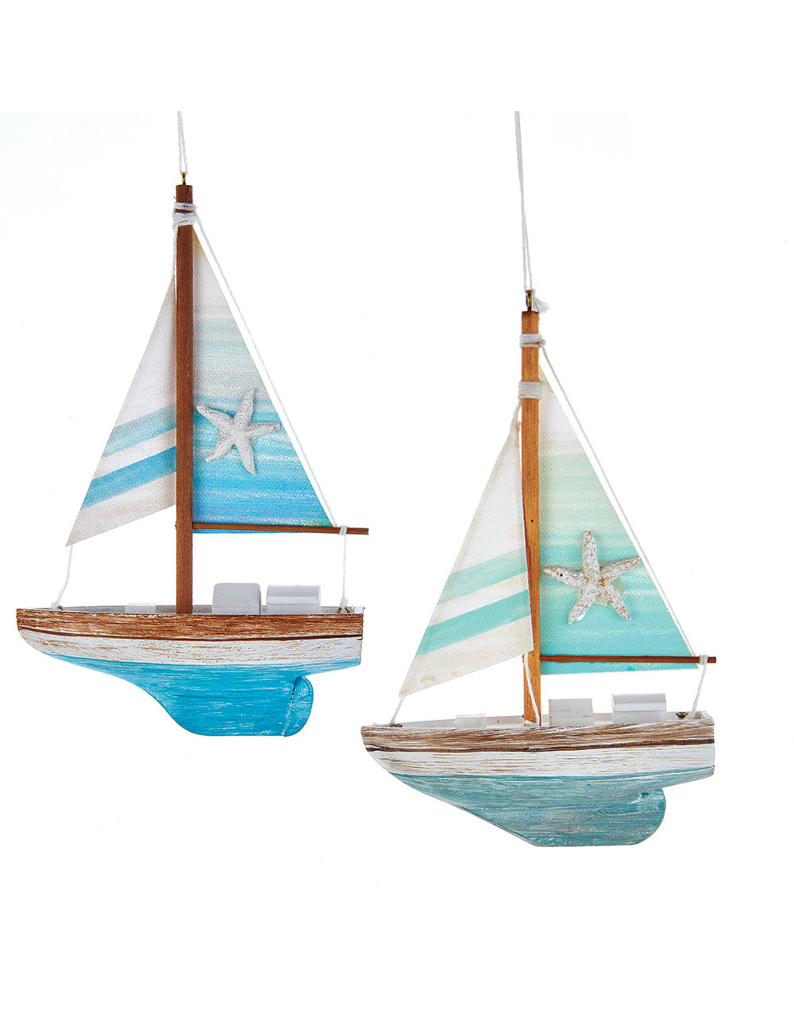 Kurt Adler Coastal Sailboat Ornaments 2 Assorted