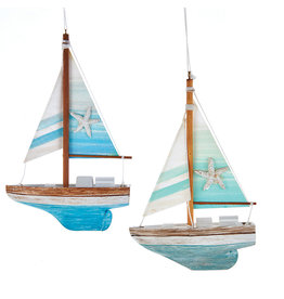 Kurt Adler Coastal Sailboat Ornaments 2 Assorted