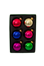 Kurt Adler Glass Ball Christmas Ornaments Shiny Multi Colored 65MM Set of 6