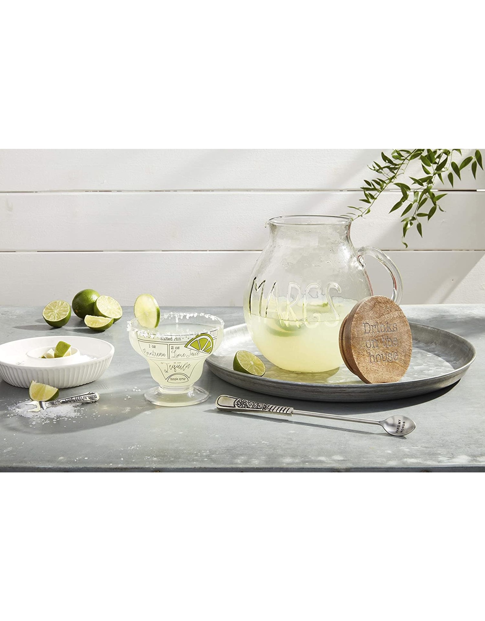Mud Pie Margarita Pitcher With Lid And Spoon Serving Set