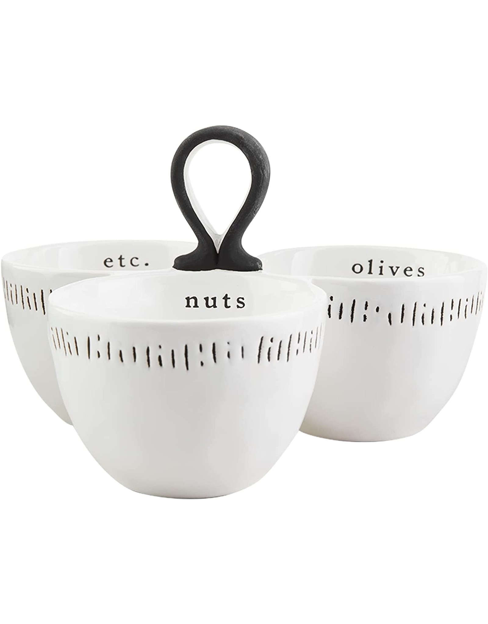 Mud Pie Mud Pie Triple Snack Dish W Handles Olives and Nuts Bowls