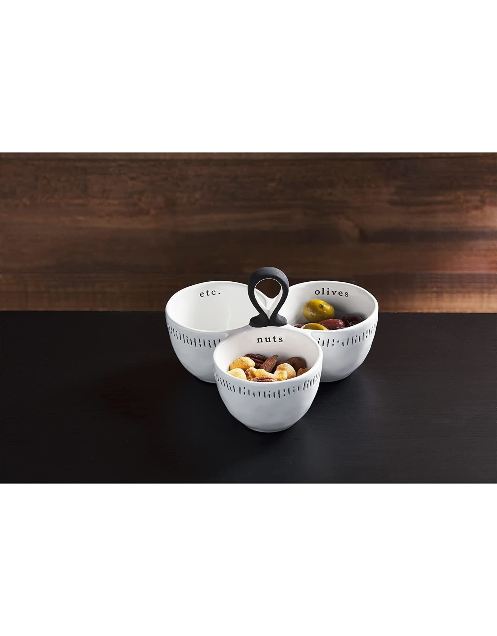 Mud Pie Mud Pie Triple Snack Dish W Handles Olives and Nuts Bowls