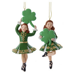 Kurt Adler Irish Lucky Girl Ornaments For Personalization 2 Assorted
