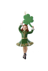 Kurt Adler Irish Lucky Dancing Girl Ornament W Shamrock Up