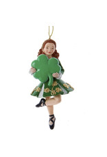 Kurt Adler Irish Lucky Dancing Girl Ornament W Shamrock Center