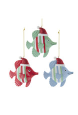 Kurt Adler Striped Fish With Hat Ornaments 3 Assorted