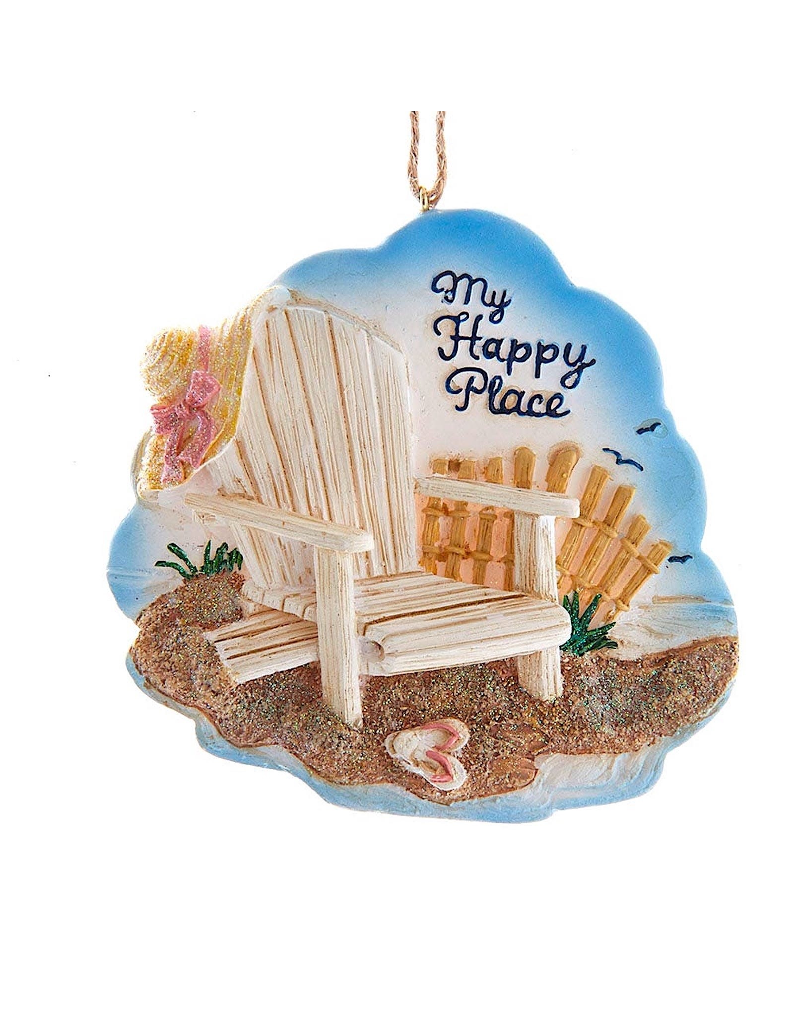 Kurt Adler Beach Scene With Chair Ornament My Happy Place