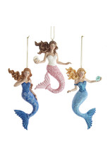 Kurt Adler Mermaid With Ocean Pattern Ornaments 3 Assorted