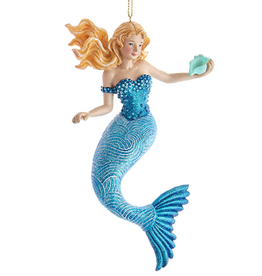 Kurt Adler Mermaid With Ocean Pattern Ornament LB