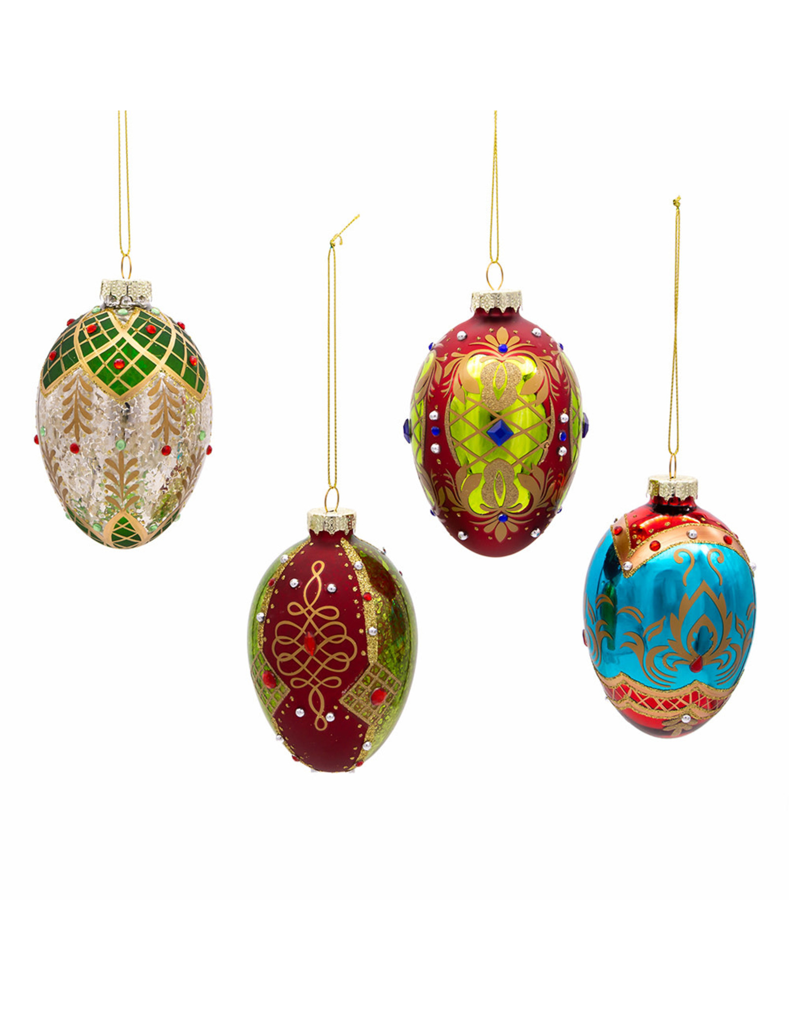 Kurt Adler Glass Egg Ornaments 6ct 65mm