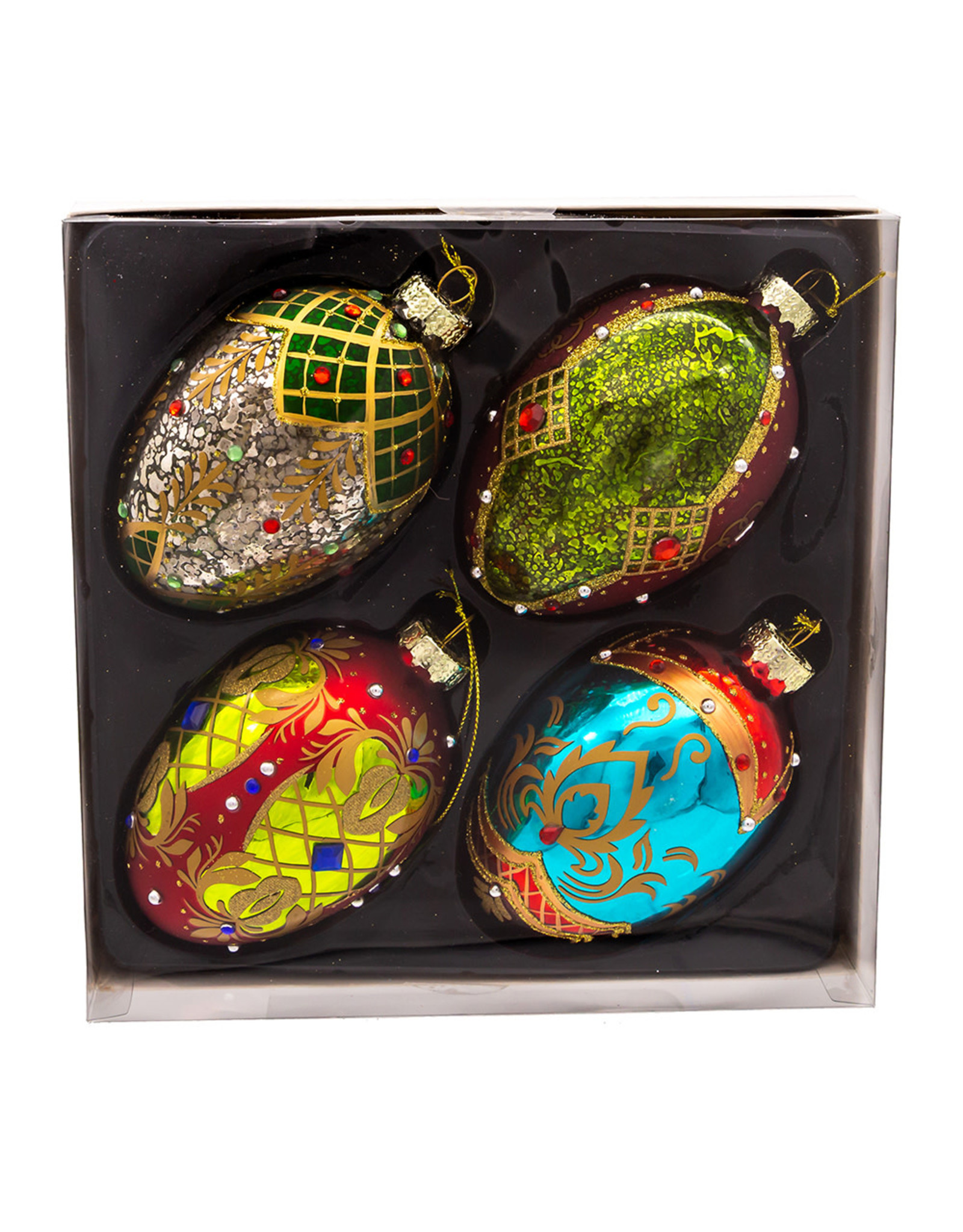 Kurt Adler Glass Egg Ornaments 6ct 65mm