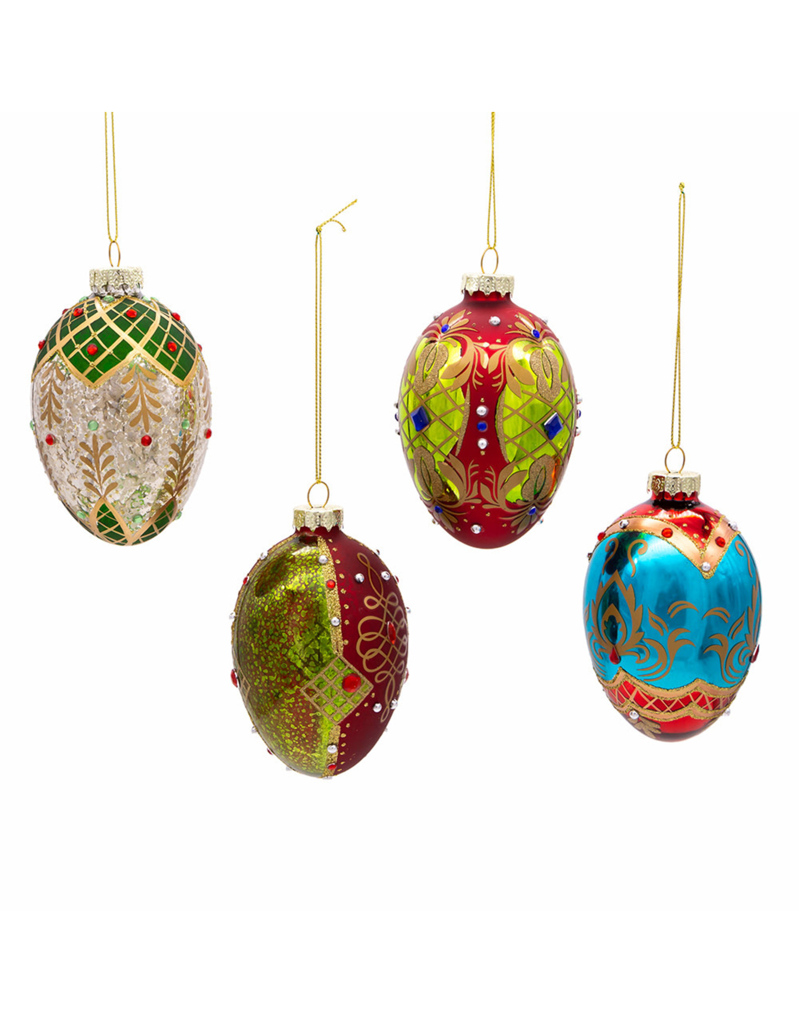 Kurt Adler Glass Egg Ornaments 6ct 65mm