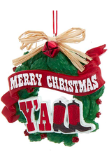 Kurt Adler Cowboy Christmas Ornament - Merry Christmas Y'all