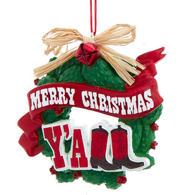 Kurt Adler Cowboy Christmas Ornament - Merry Christmas Y'all