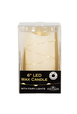 Kurt Adler Flameless Flicker Flame Candle 6” W Fairy Lights Battery Op