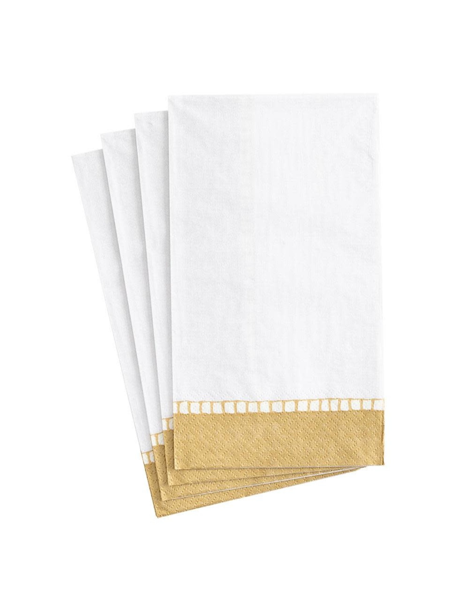 Caspari Paper Guest Napkins 15ct Linen Border Gold