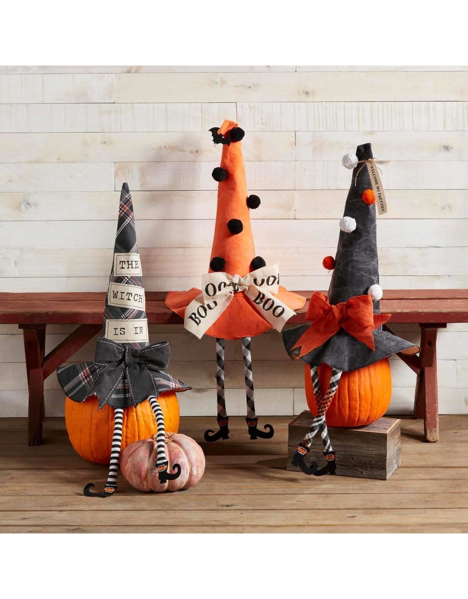 Mud Pie Halloween Decor Witch Is In  Witch Hat Dangle Leg Sitter 22H