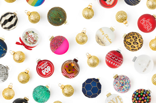 kat + annie modern Christmas ornaments with a twists on classic ornaments in vibrant colors and unique styles designed to fit a chic modern lifestyle