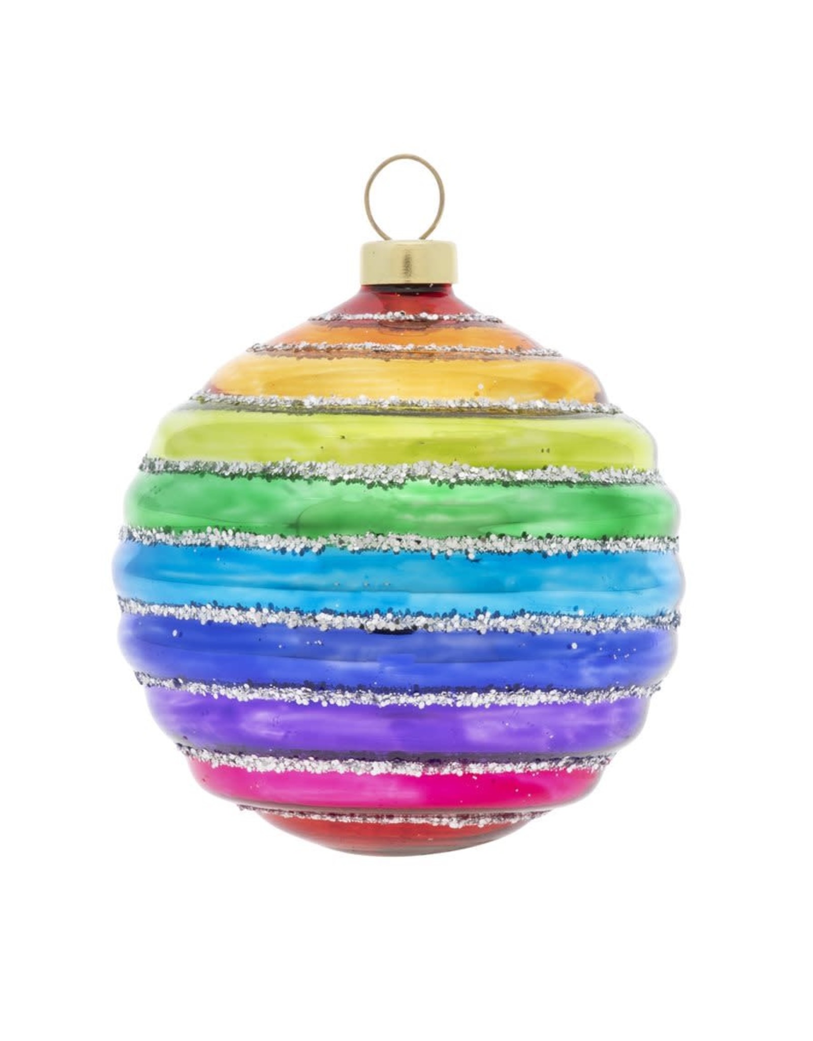 kat + annie Striped Rainbow Molded Round Christmas Ornament