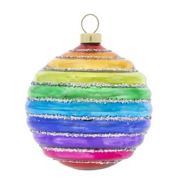 kat + annie Striped Rainbow Molded Round Christmas Ornament
