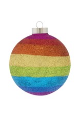 kat + annie Striped Rainbow Glitter Round Christmas Ornament
