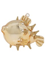 kat + annie Gold Puffer Fish Christmas Ornament