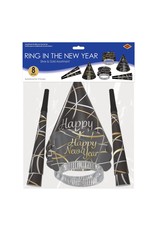 Beistle Ring in The Happy New Year Party Supplies 8pc Set For 4 People
