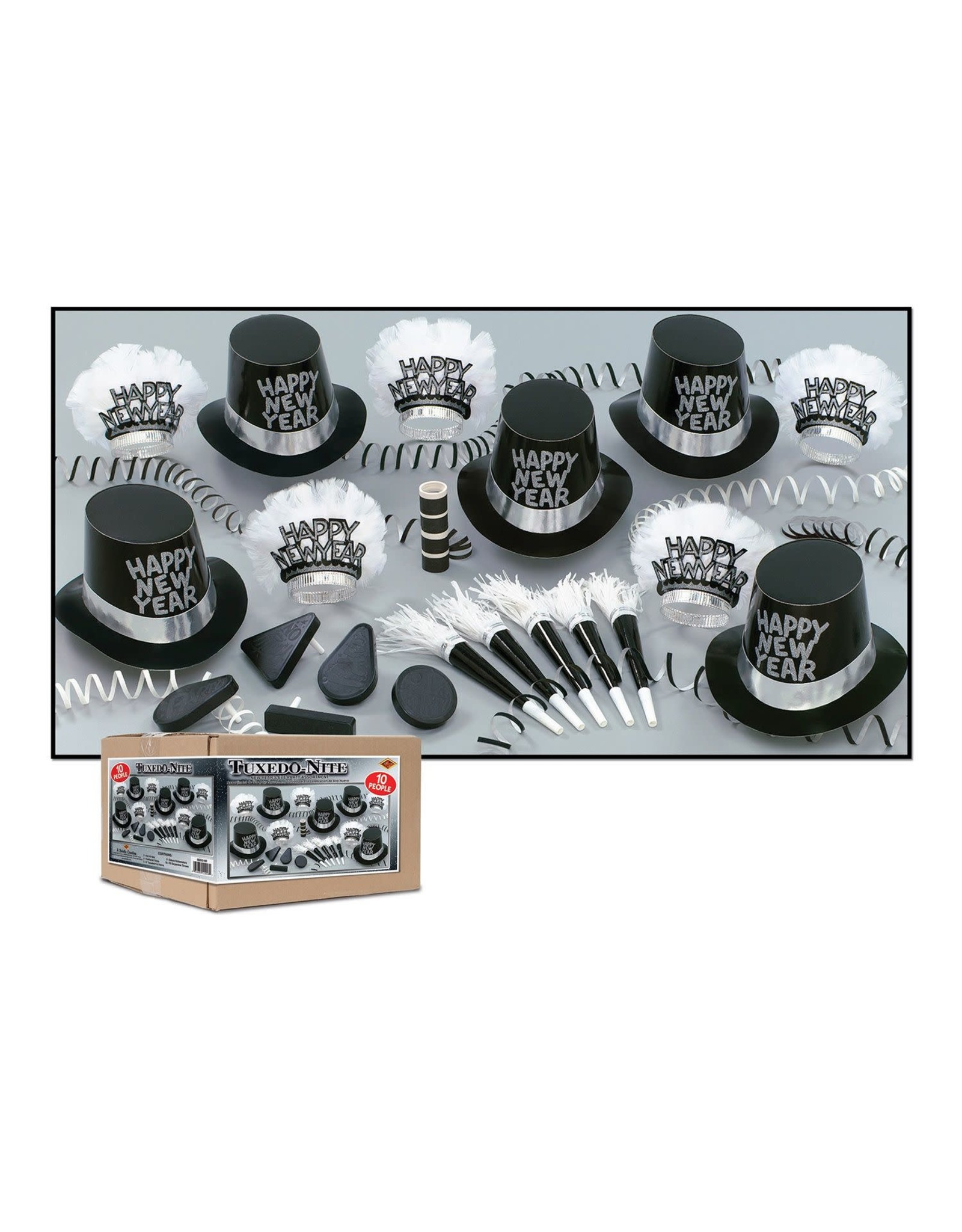 Beistle Tuxedo-Nite Happy New Year Party Supplies Set For 10 People