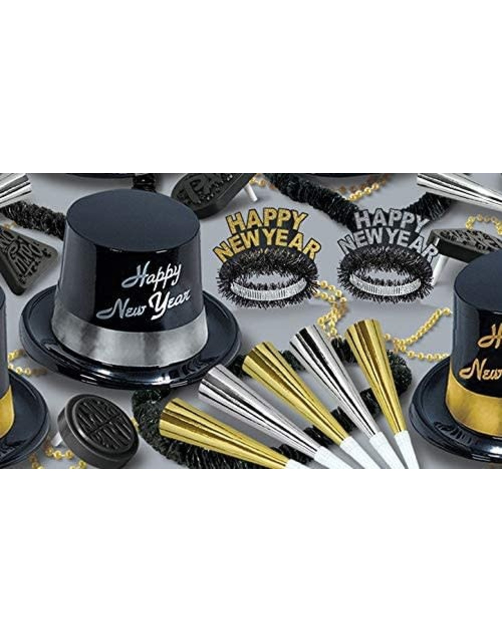 Beistle Silver Gold Legacy Happy New Year Party Supplies Set For 50