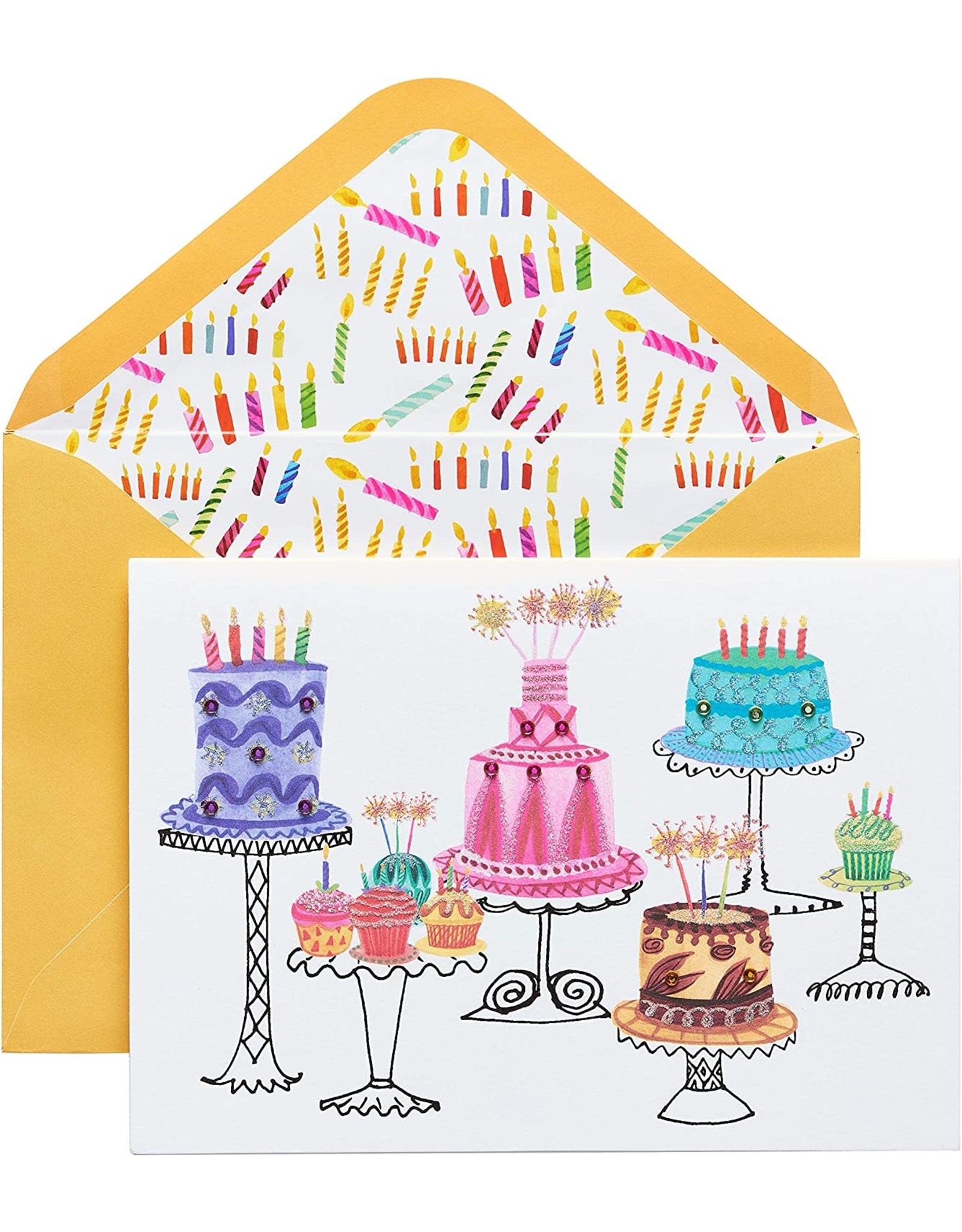 PAPYRUS® Birthday Cards Cakes With Gems On Stands A True Delight Card