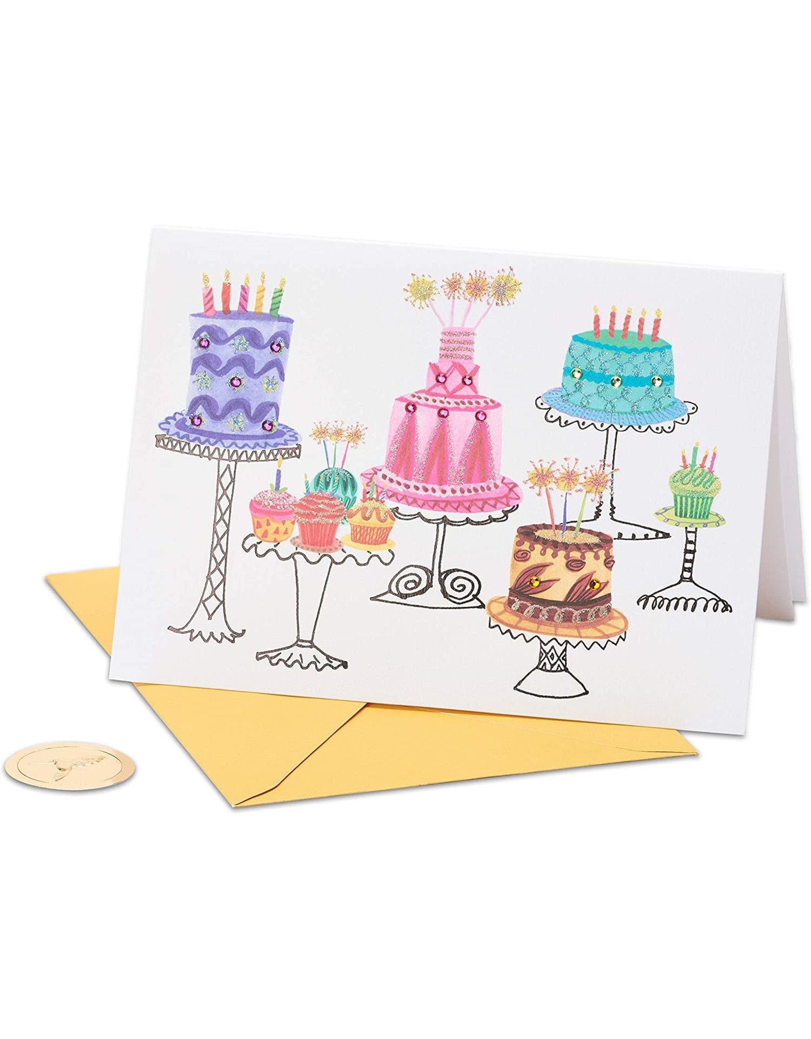 PAPYRUS® Birthday Cards Cakes With Gems On Stands A True Delight Card