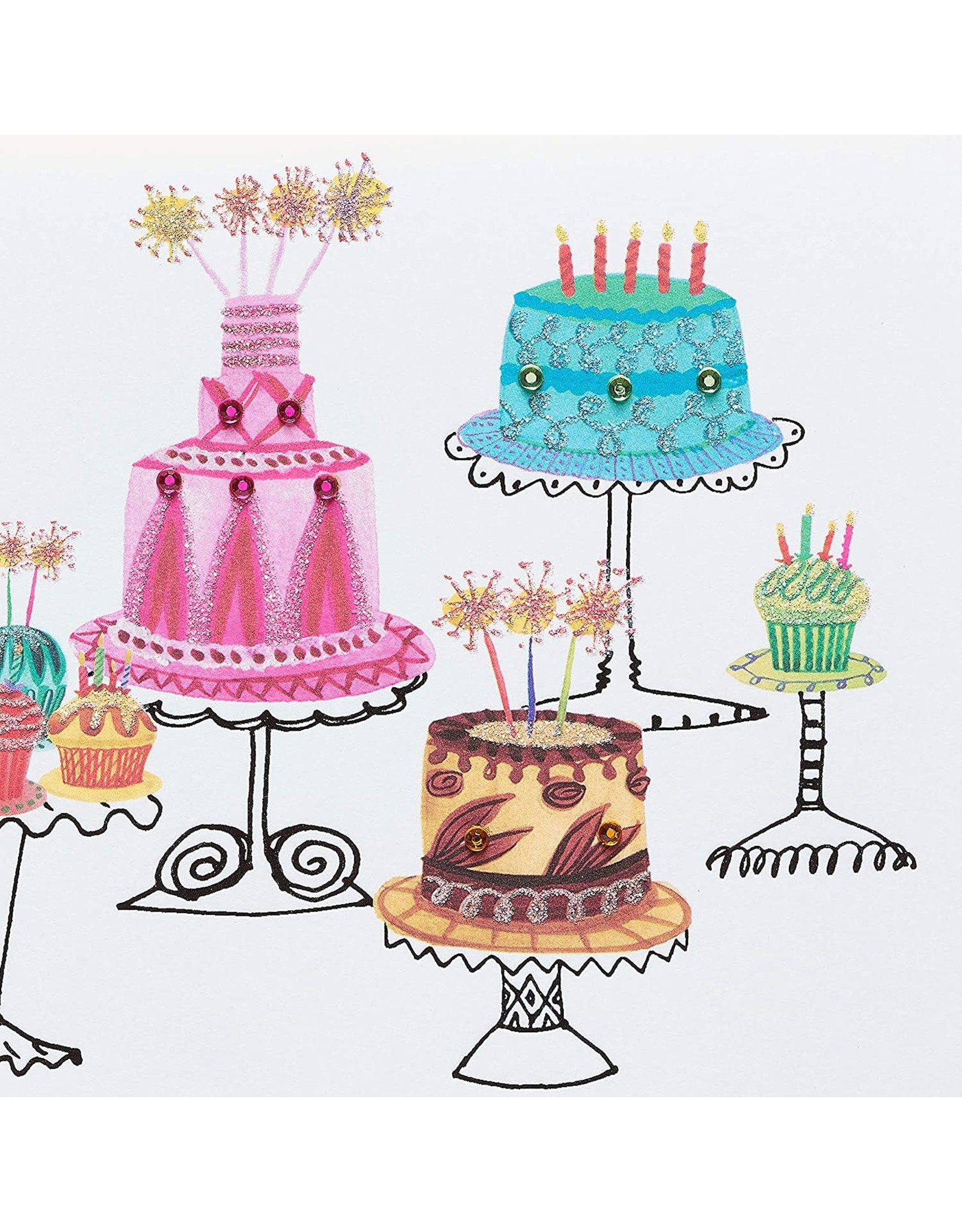PAPYRUS® Birthday Cards Cakes With Gems On Stands A True Delight Card