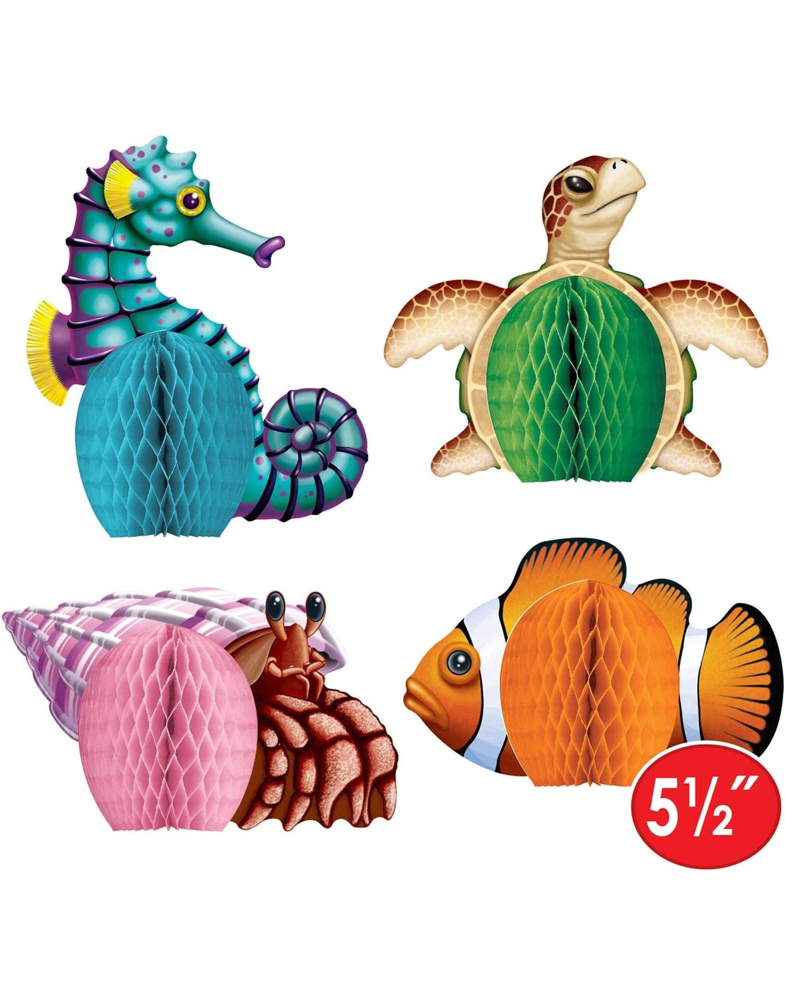 Beistle Sea Creatures Mini Centerpieces 5.5 Inch Assorted 4pc Set