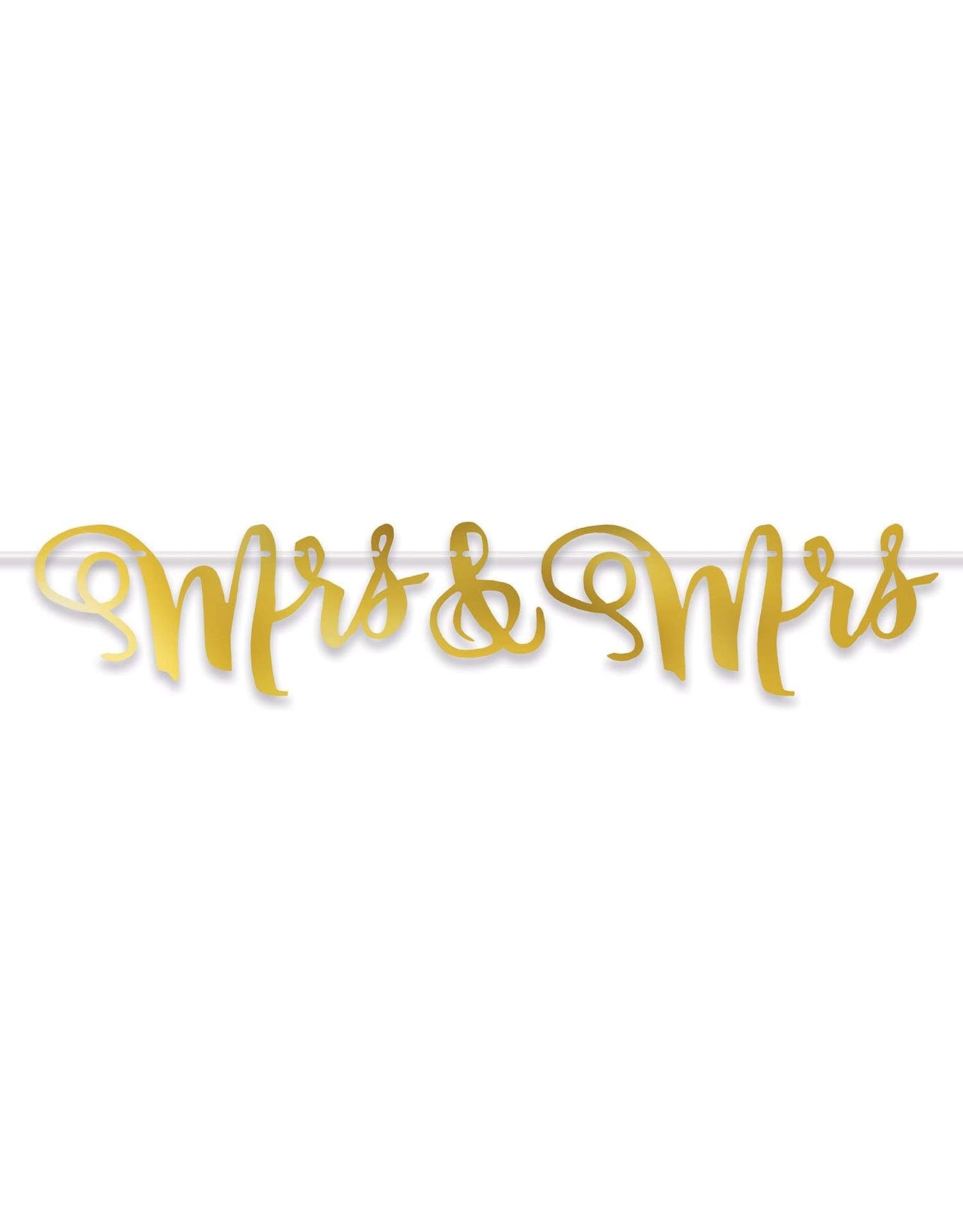 Beistle Mrs & Mrs Metallic Gold Letter Wedding Banner 5ft Streamer