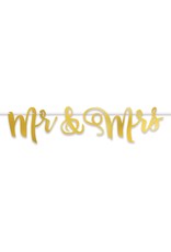 Beistle Mr & Mrs Metallic Gold Letter Wedding Banner 5ft Streamer