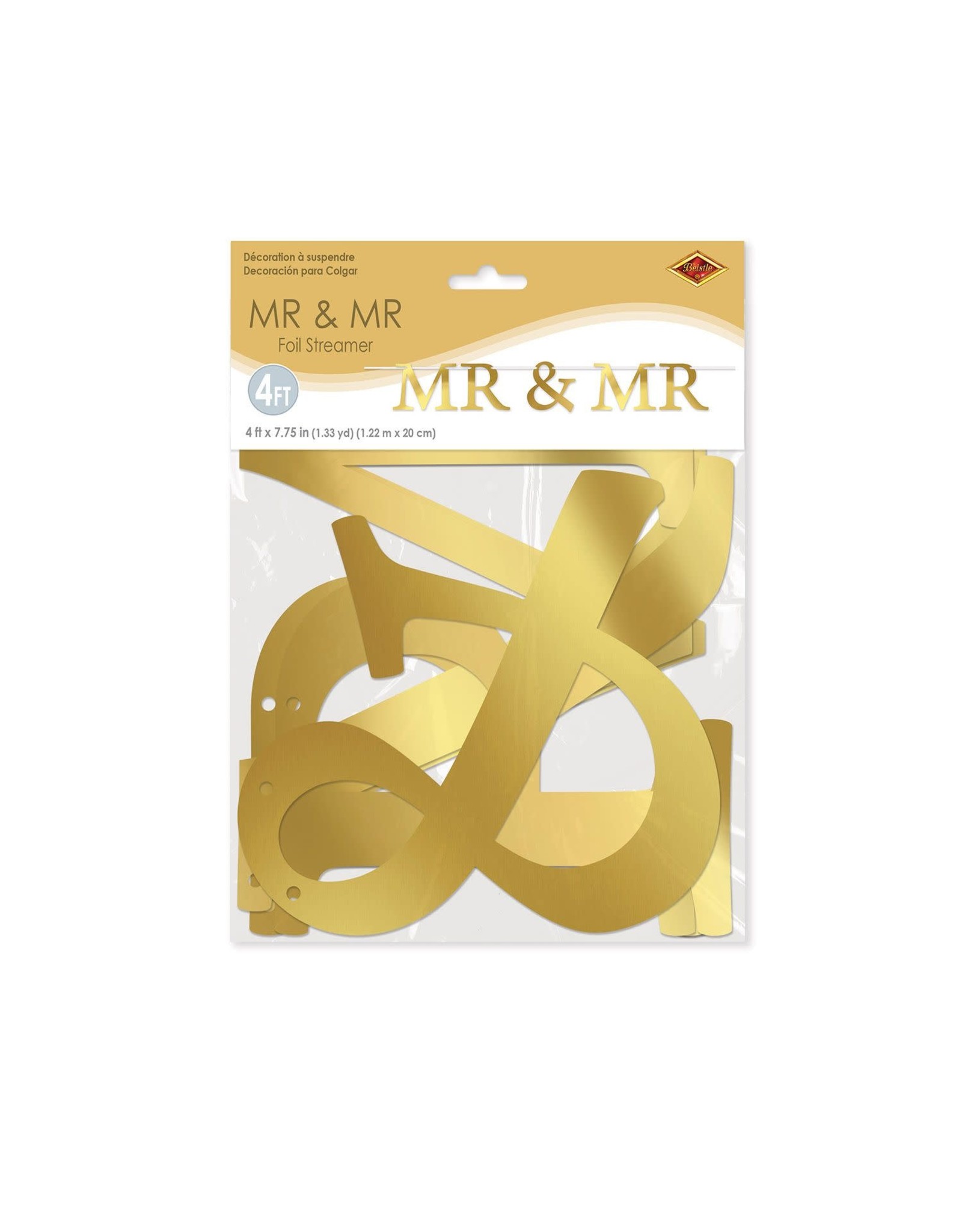 Beistle Mr & Mr Metallic Gold Letter Wedding Banner 4ft Streamer