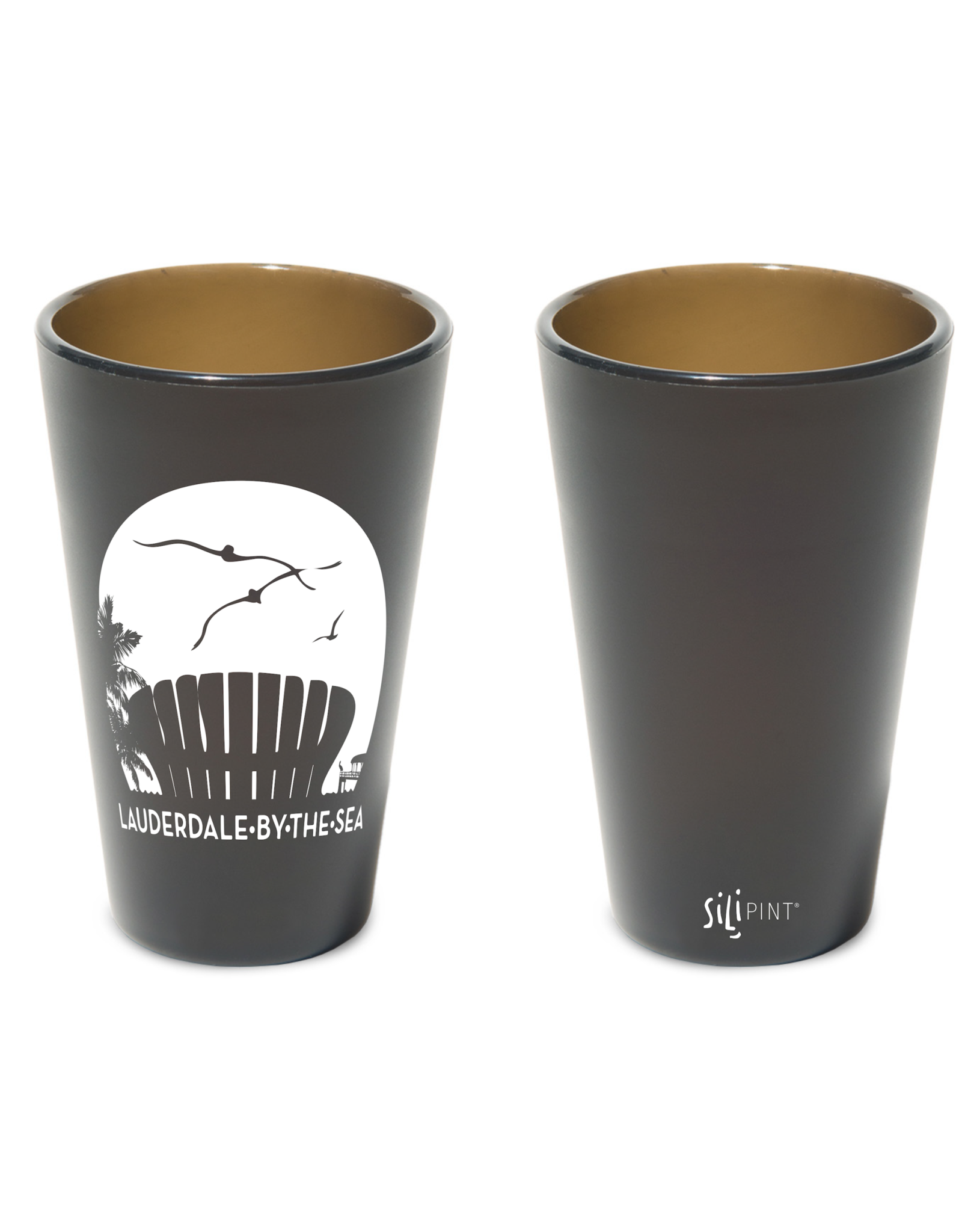 SiliPINT Silicone Pint Glass Lauderdale-By-The-Sea 16oz Smoke