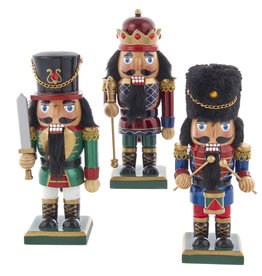 Kurt Adler Nutcrackers Red Black Green Soldier And King 9H 3 Assorted