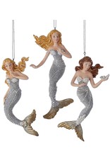 Kurt Adler Mermaid Ornaments Silver And Gold Set Of 3 Assorted