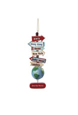 Kurt Adler Travel Ornament See The World Stacked World Signs 5.5 Inch