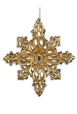Kurt Adler Acrylic Gold Snowflake with Silver Gem Ornament