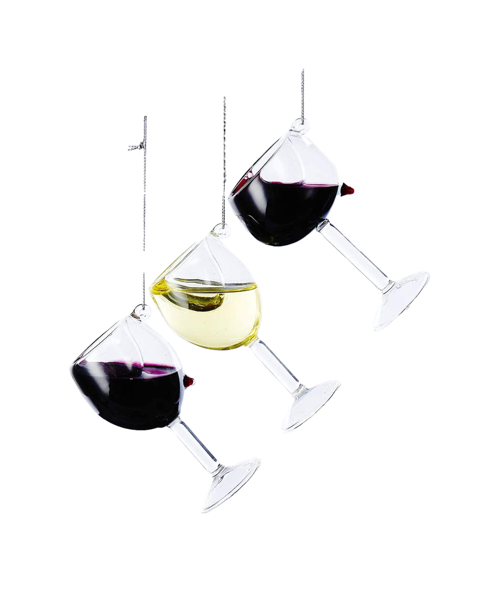 Kurt Adler Glass Wine Glass Ornaments 1 Set of 3 Assorted