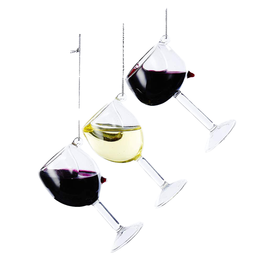 Kurt Adler Glass Wine Glass Ornaments 1 Set of 3 Assorted