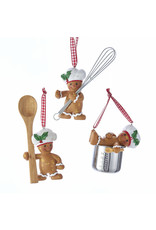 Kurt Adler Gingerbread Chef Boy Utensil Ornaments 1 Set of 3 Assorted