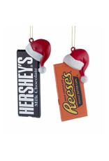 Kurt Adler Hershey's And Reese's Candy Bar W Santa Hat Ornaments Set