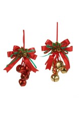 Kurt Adler Metal Red And Gold Bells With Bow Ornaments 2 Assorted